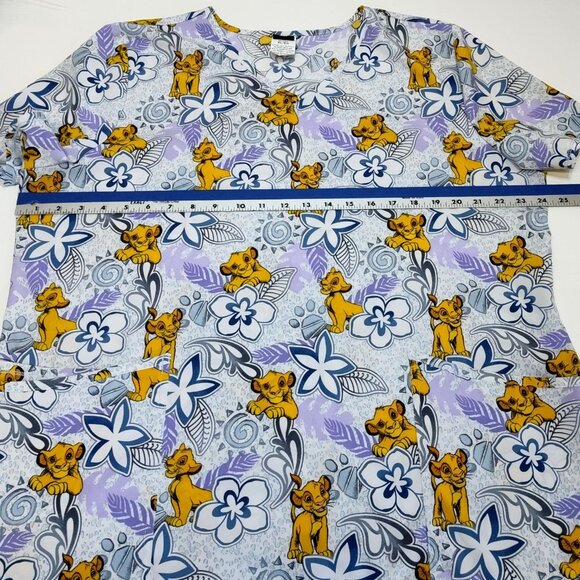 Scrubstar Disney Lion King V-Neck Print Scrub Top XL Simba & Floral Pattern NWOT - Picture 6 of 6